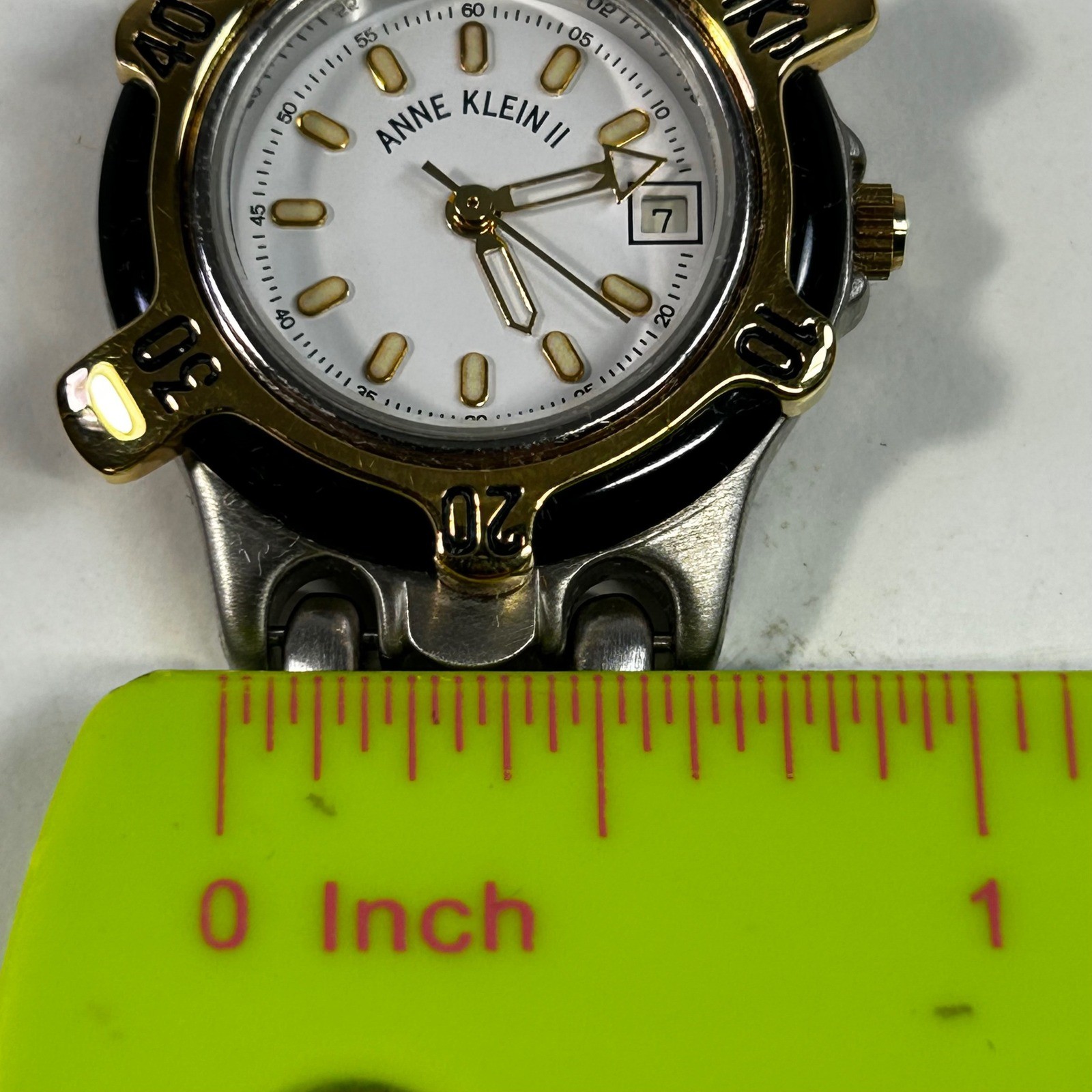 Anne Klein II Vintage Watch Set Two Tone Leather Strap 4 Interchangeable Bezels