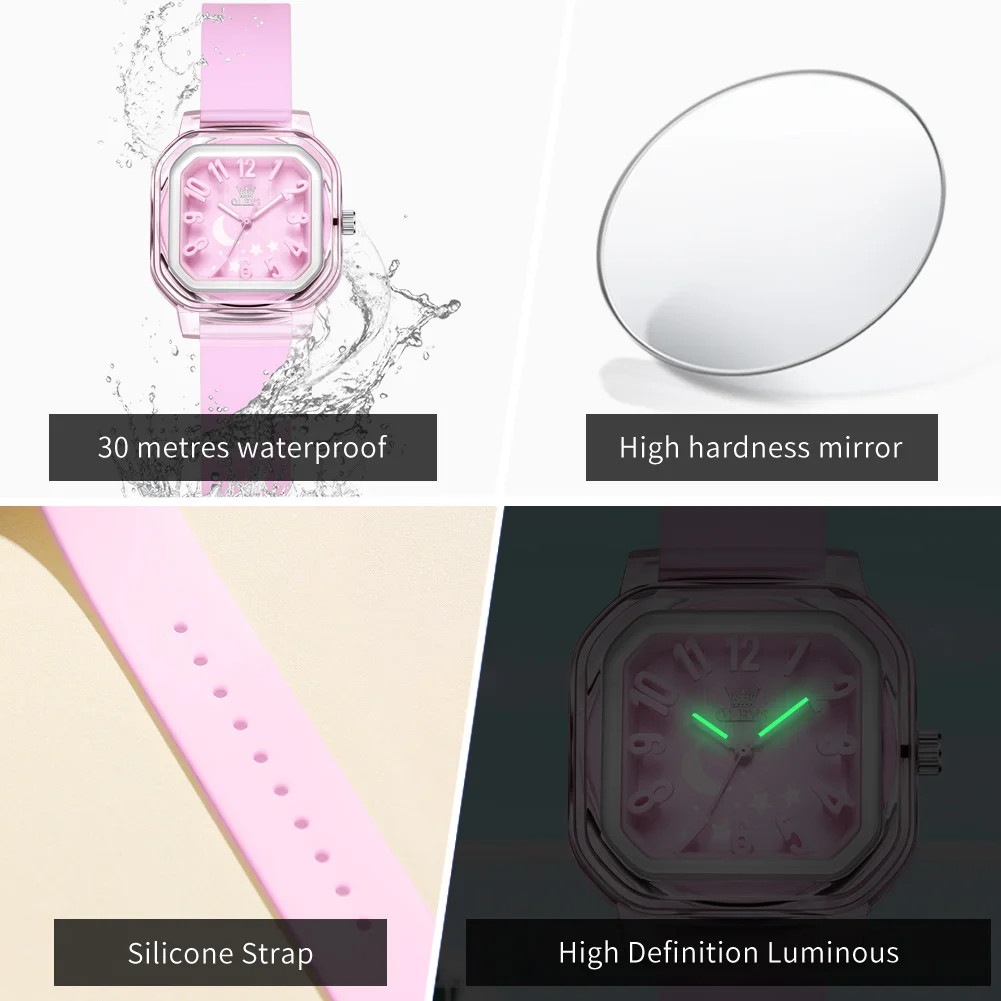 OLEVS Colourful Girl’s Quartz Watch Luminous Wristwatch for Kids Students