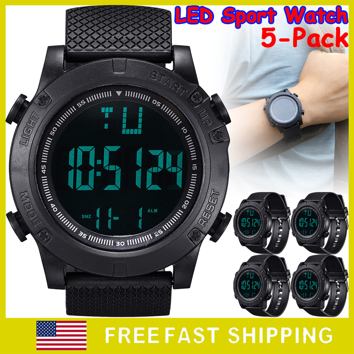 Men’s Military Tactical Waterproof Digital Sports Watch LED Backlight Wristwatch