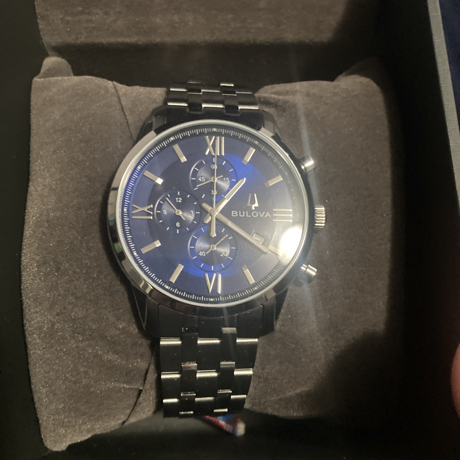 Bulova Sutton Blue Dial Stainless Steel Men’s Quartz Watch 96B476