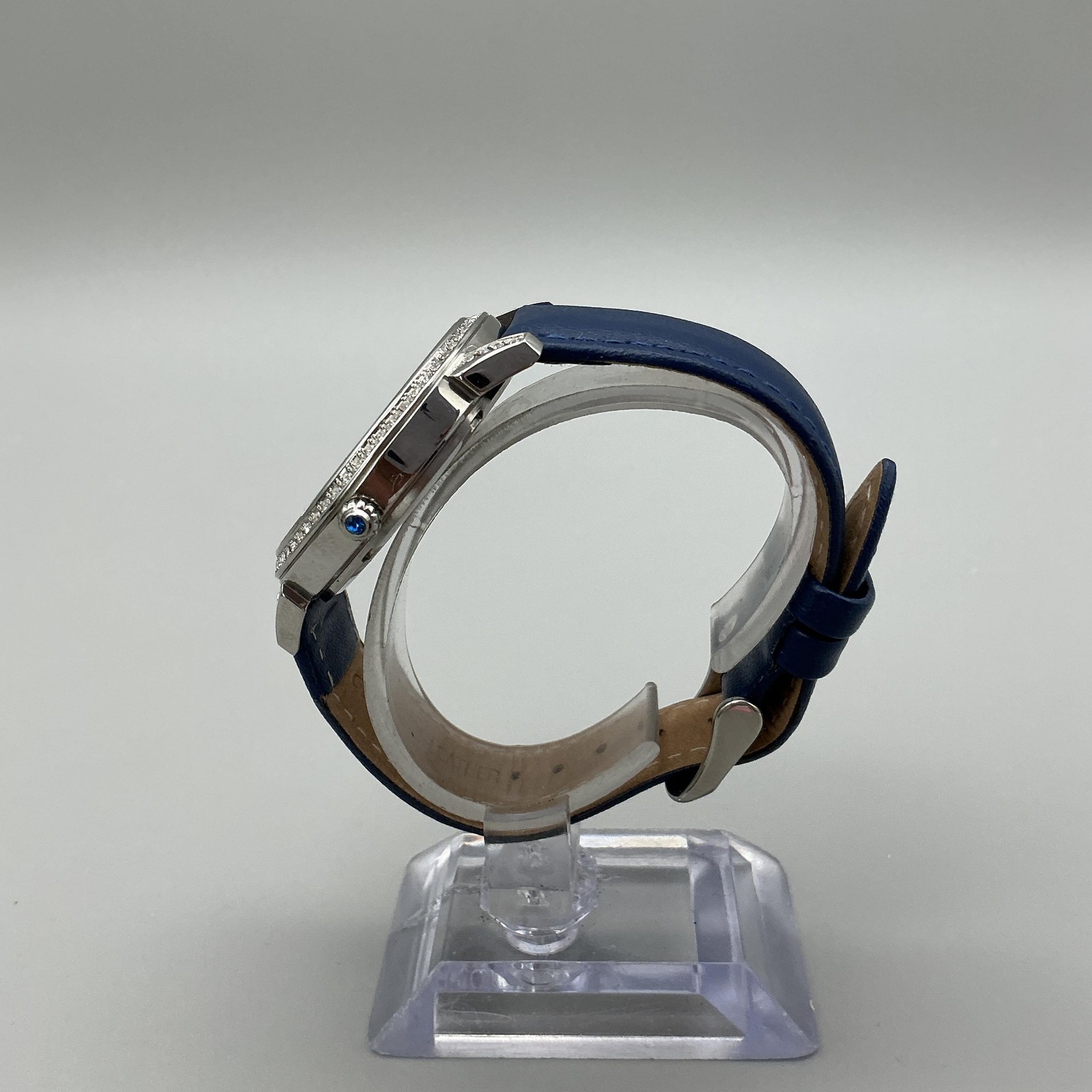 Sophie And Freda Womens Watch 38mm Moon Dial Crystals Blue Leather Band