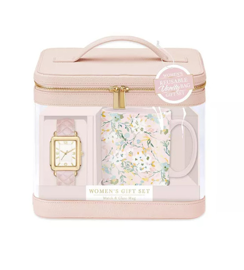 Jessica Carlyle Women’s Quartz Blush Polyurethane Leather Watch & Mug Gift Set