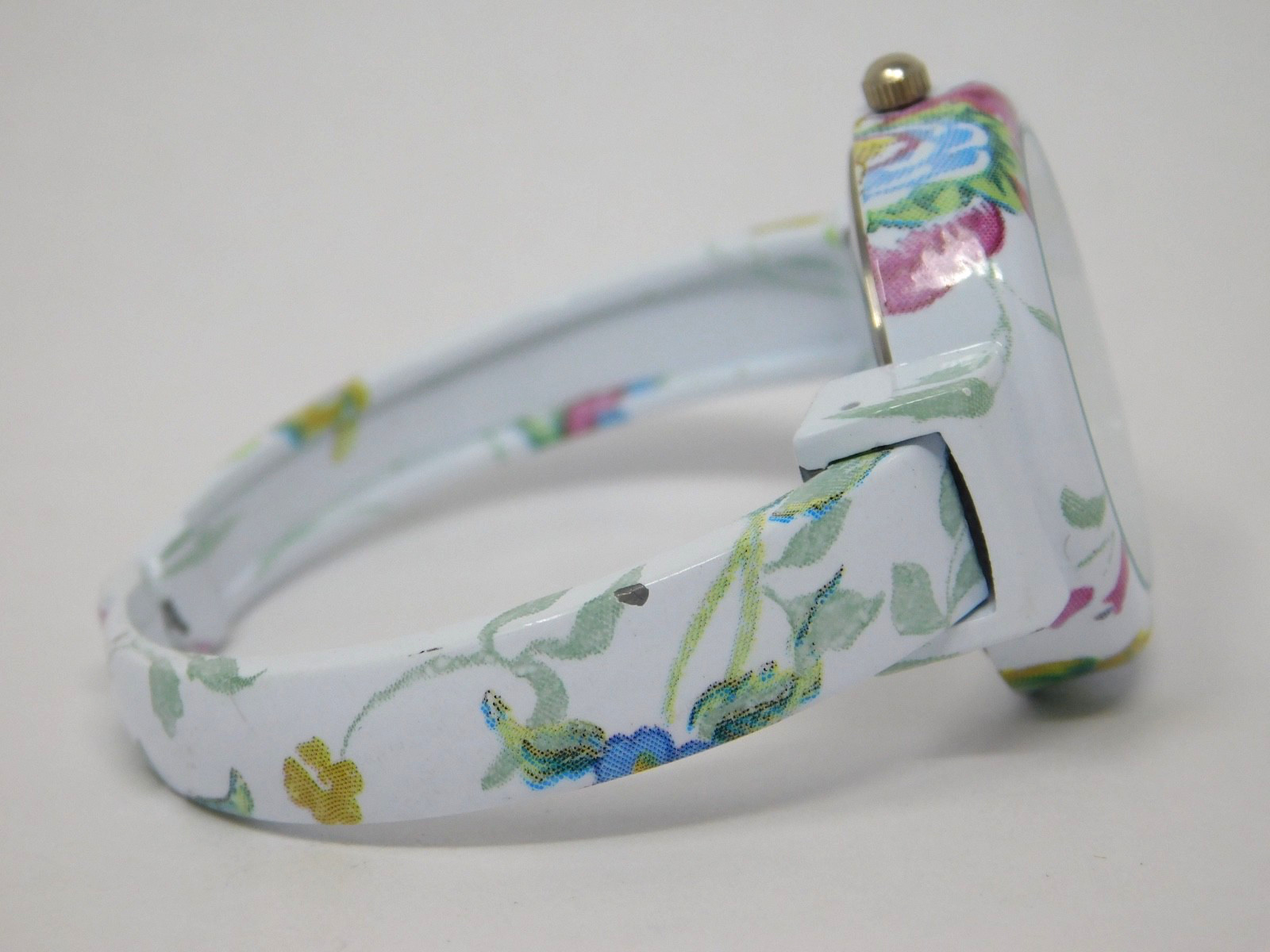 White Floral Women’s Watch Cuff White Dial Girls Multicolor Ladies Pink