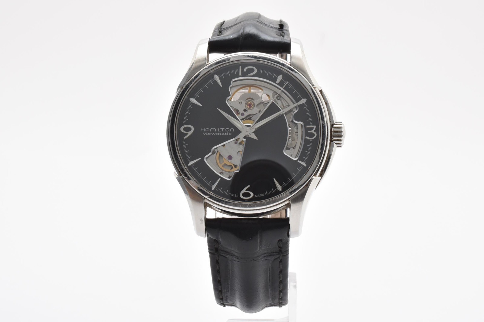 Hamilton Jazzmaster H325650 Men’s Wristwatch Black Dial Leather Band Japan