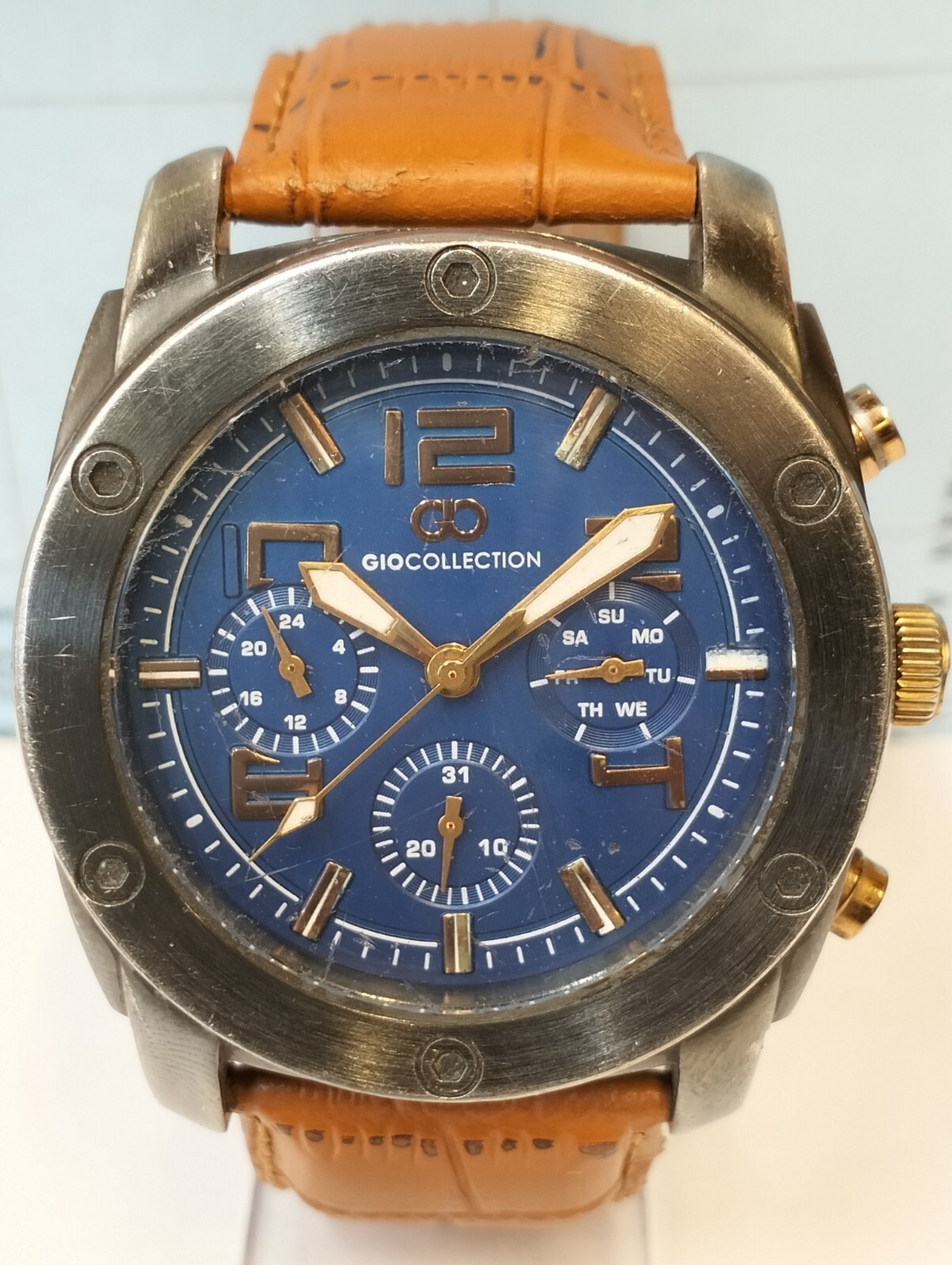 GIOCOLLECTION MULTIFUNCTION QUARTZ BLUE DIAL G1016-06 MEN’S FULL WORKING VINTAGE