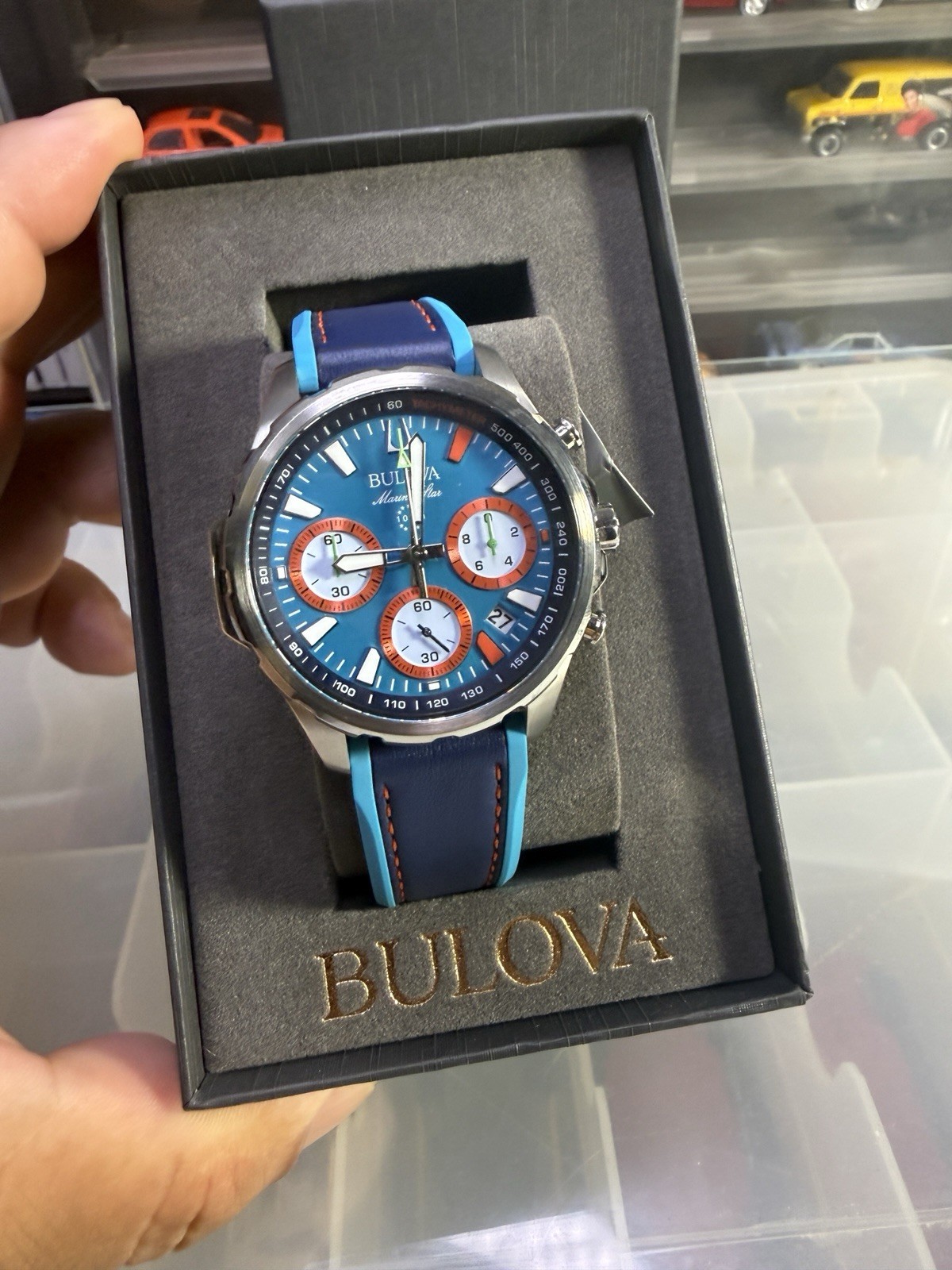 Bulova Men’s Marine Star Chronograph Small Second Quartz Miami Watch 43MM 96B460