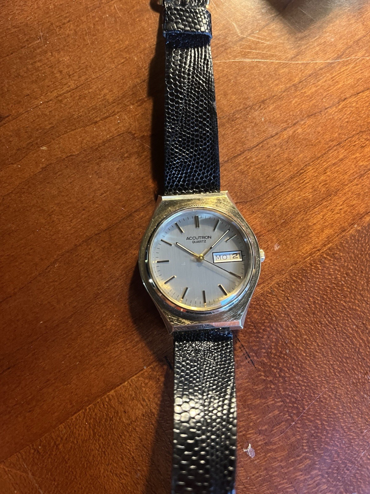 Accutron Quartz Day/Date Wristwatch Gold Dial, Needs Battery