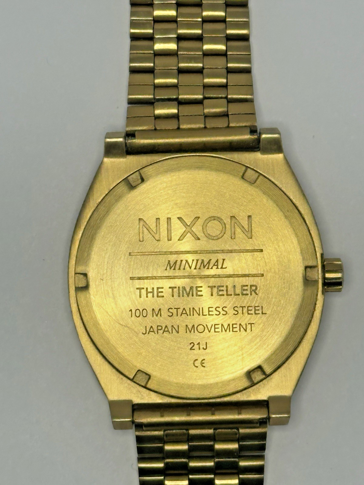 Nixon Minimal The Time Teller Gold Tone Analog Quartz Watch, SS Bracelet, 30m