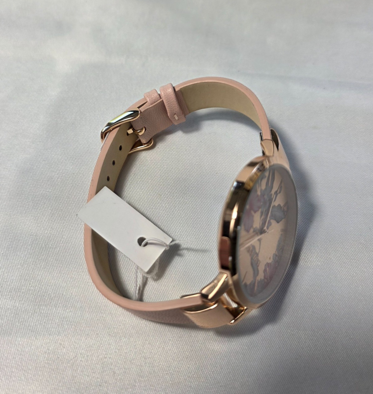 Women’s Nine West Rose Gold-Tone Watch Blush Pink Strap Floral Dial NEW