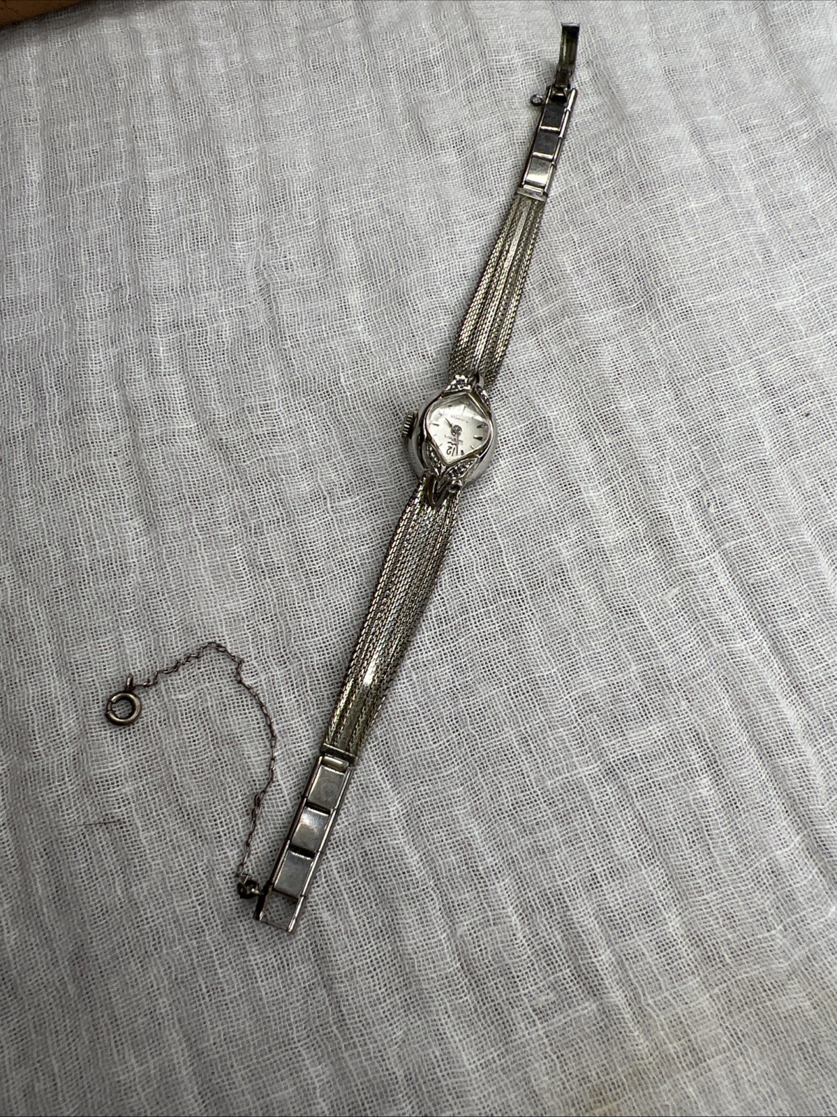 VTG Waltham Swiss 17J Diamond Watch 10K RGP Finesse KGF Mesh Bracelet Working