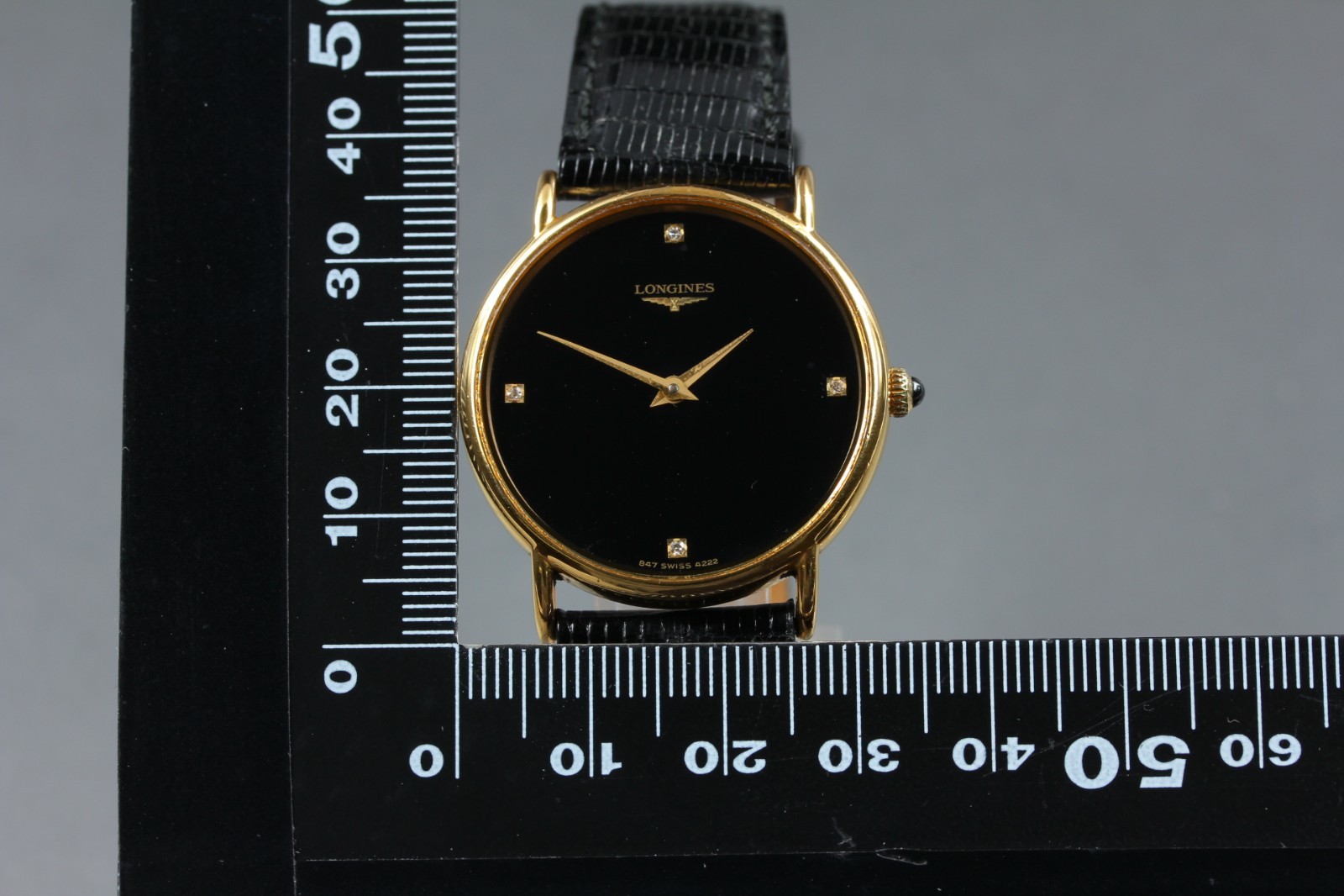 Longines 847 4222 L847.4 Black 4 Diamonds Manual Winding Men’s Watch EXC+++++