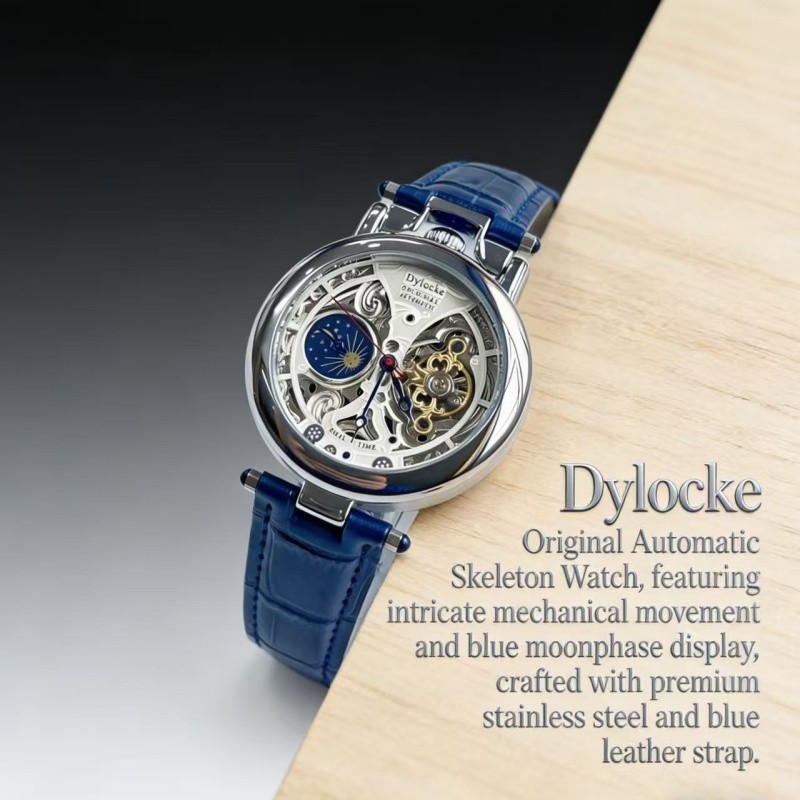 luxury Mens Skeleton Dial Automatic Mechanical Watch Alloy Self-winding Gift
