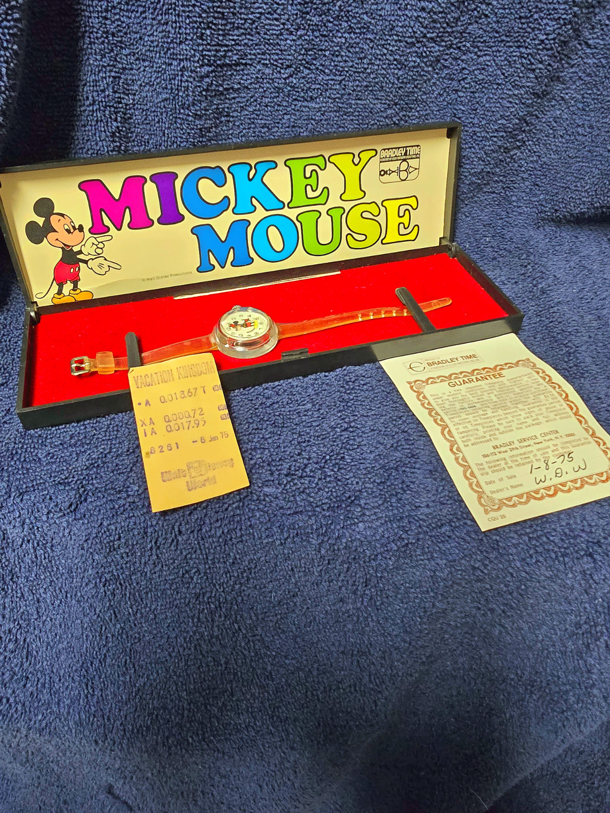Vintage Bradley MINT Still in Box Mickey Mouse Clear Lucite «BUBBLE» RUNNING!