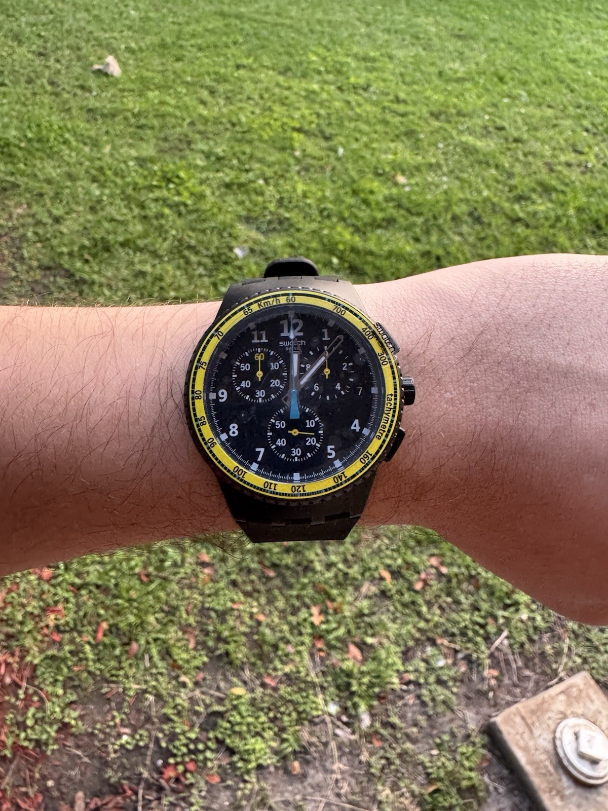 NEW🚨Swatch Chronograph SIFNOS SUSB404 Swiss Quartz Tachymeter Black Watch 42mm