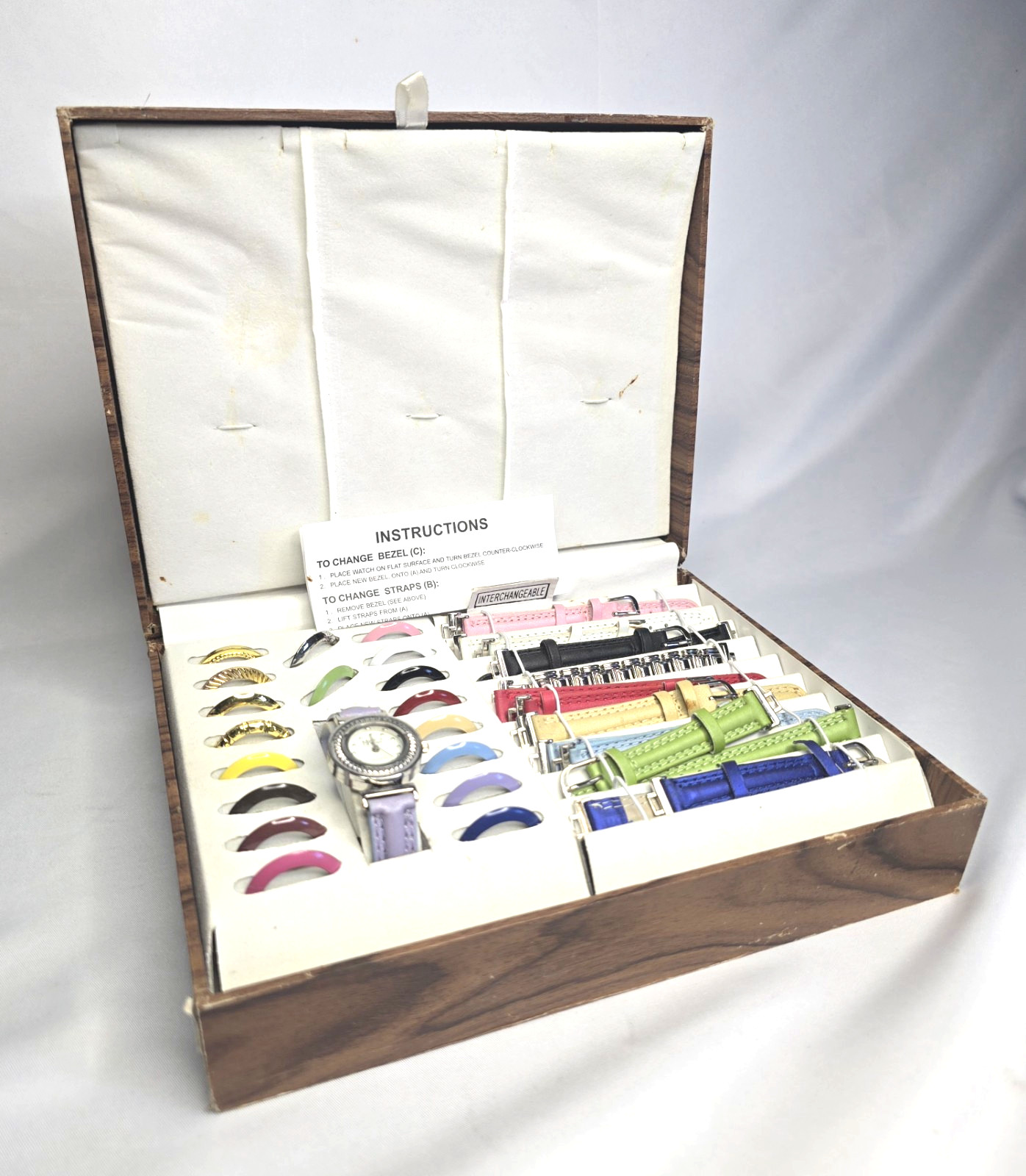 Vintage My Wish Collezioni Interchangeable Watch Set Multi-Color Bands Bezels