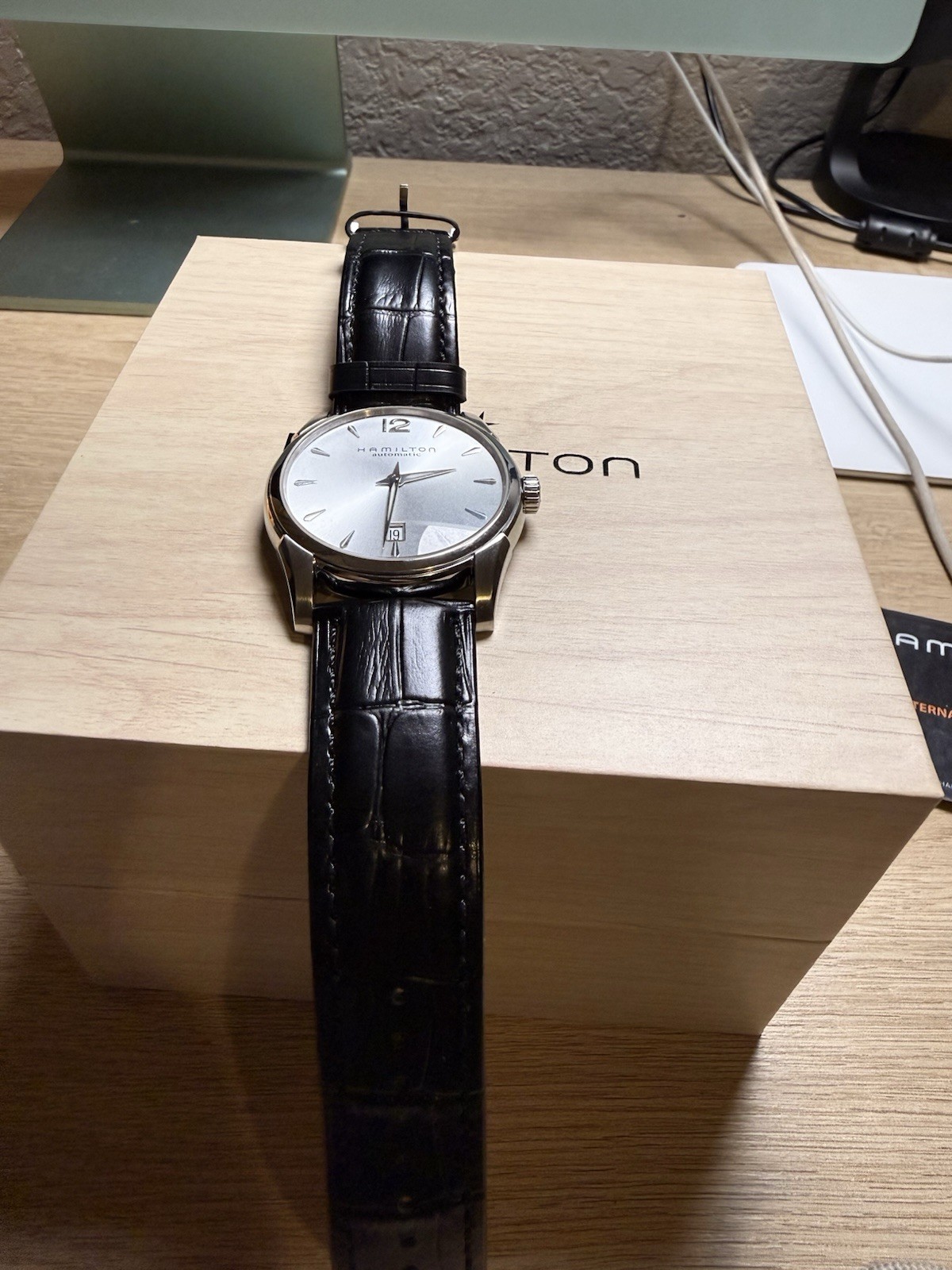 Hamilton Jazzmaster Automatic Silver Dial 40mm Leather Strap Box & Legit App