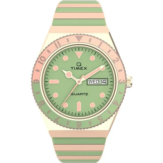 Timex Q Malibu Rose Gold and Green 36mm Women’s Watch