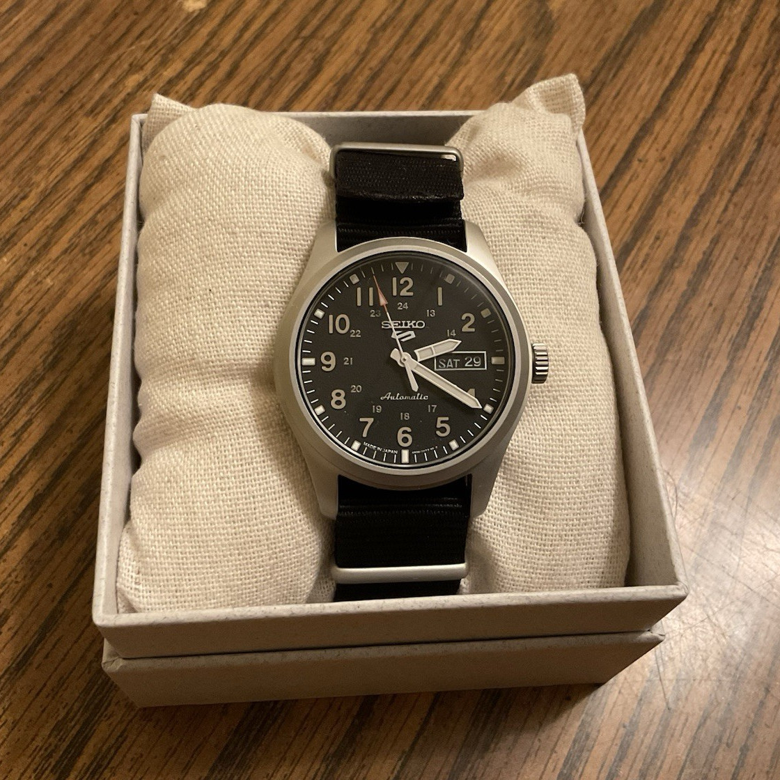 Seiko 5 Sport Men’s Automatic Day/Date 39mm Black Dial Nylon Strap w/ Box
