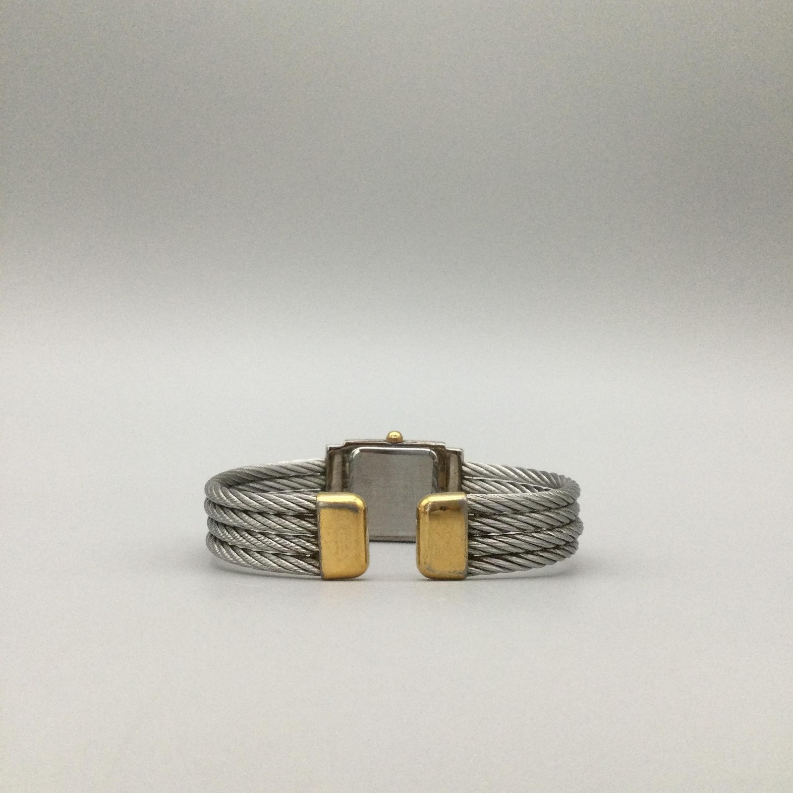 Anne Klein II Watch Womens 21mm Two-Tone Square Hinged Cuff New Battery
