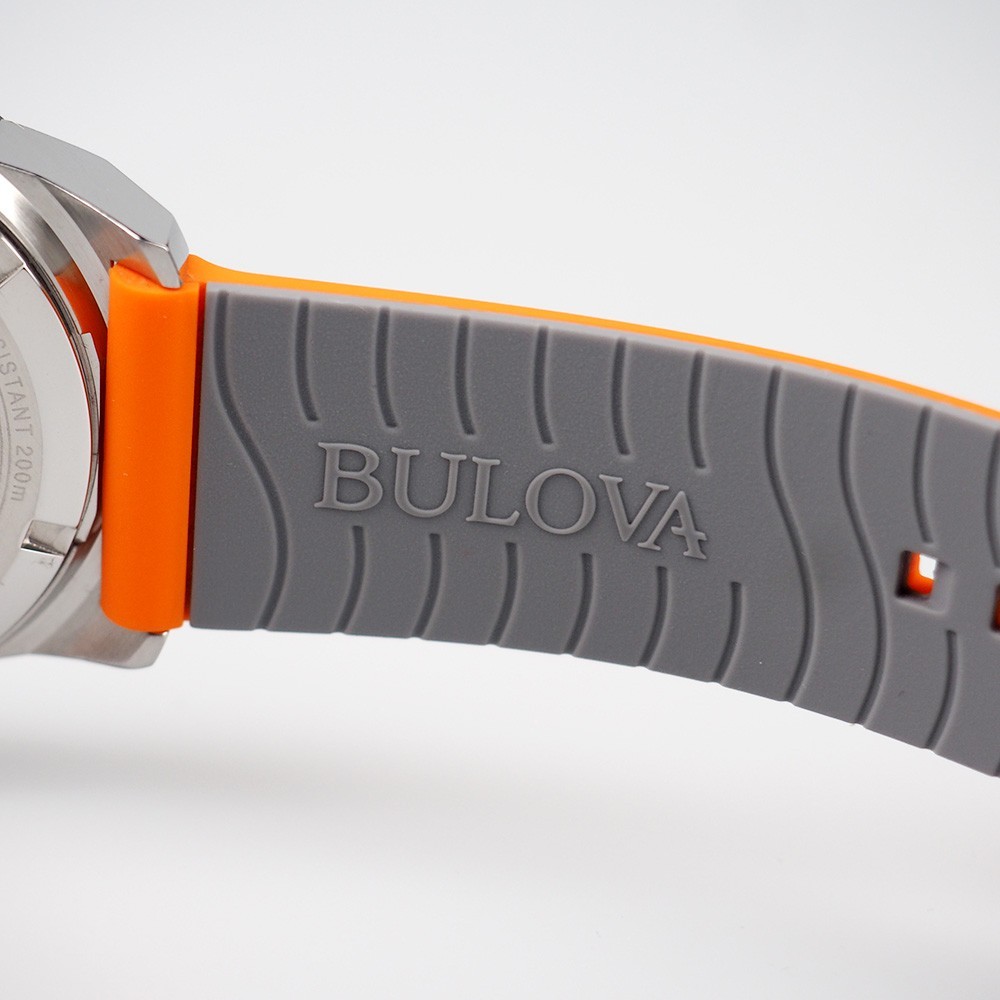 Bulova Men’s Marine Star Automatic White Dial Orange Rubber Strap Watch 98A226
