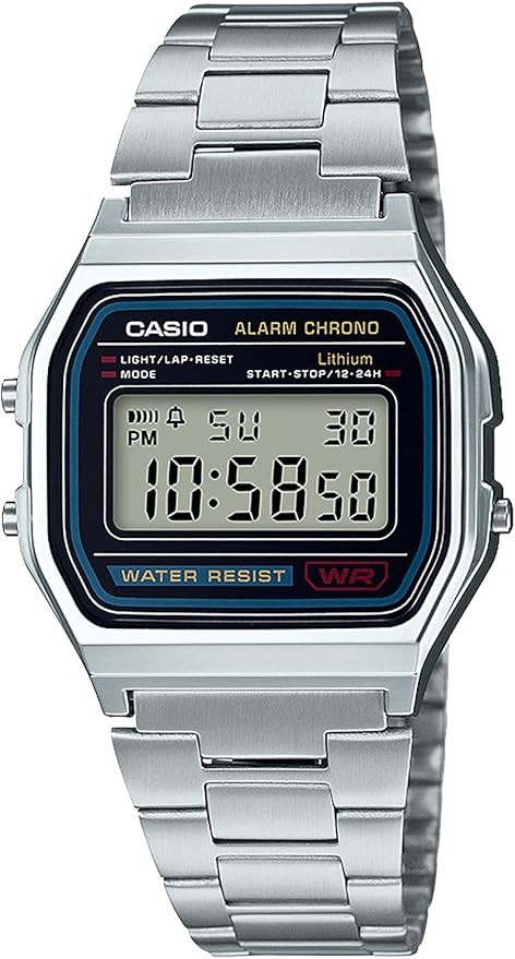 CASIO Digital Watch A158WA-1JH Silver Stainless Steel Band