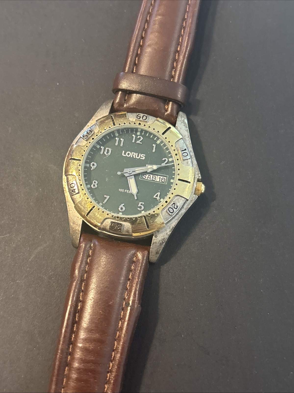 Lorus By Seiko Day-Date 100 Feet Watch Men’s For Parts-Repair-Restoration As Is