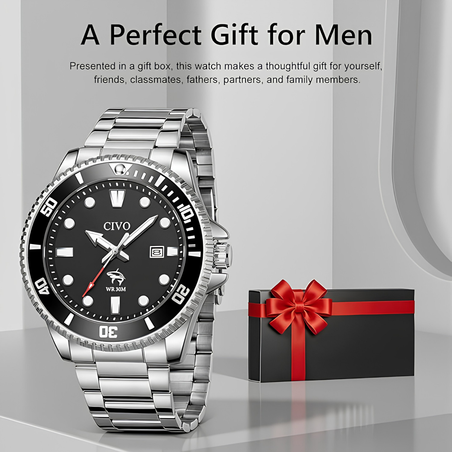 Mens Sport Watch Waterproof Analog Luminous Date Silicone Strap Outdoor Casual