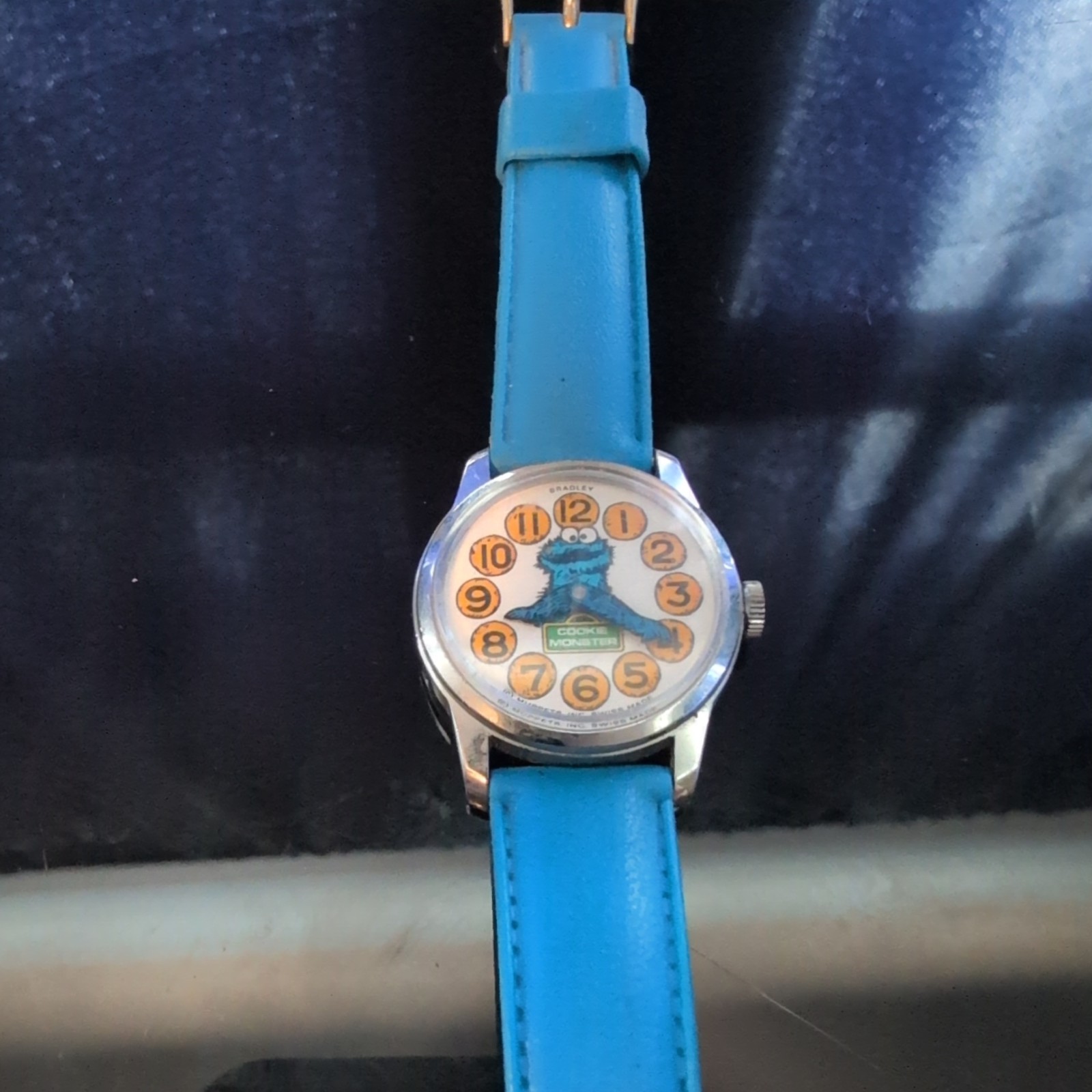 🔥Vintage 1970’s Bradley Cookie Monster Watch Sesame Street Wind Up Watch Swiss