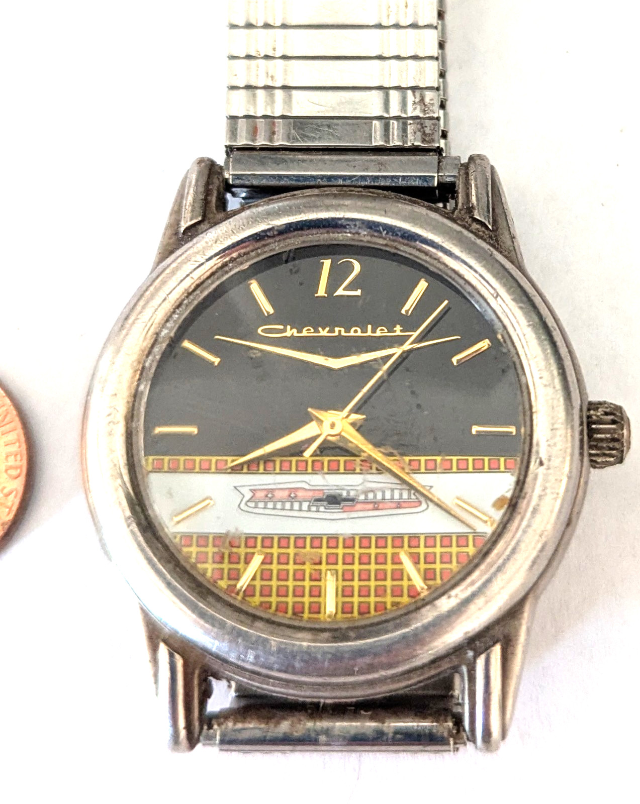 Vintage Chevrolet Belair Watch TMGM TX0298 203 Mens Wristwatch Black New Battery