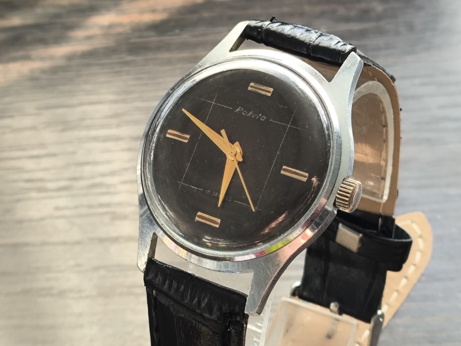Watch Raketa Baltika Vintage Mechanical rare black dial Soviet USSR Serviced
