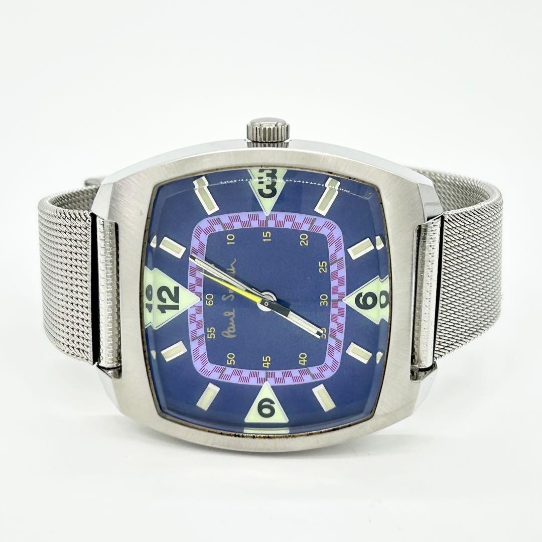Paul Smith 8220 824709 Automatic Wristwatch Silver Blue 14 19cm Used Vintage