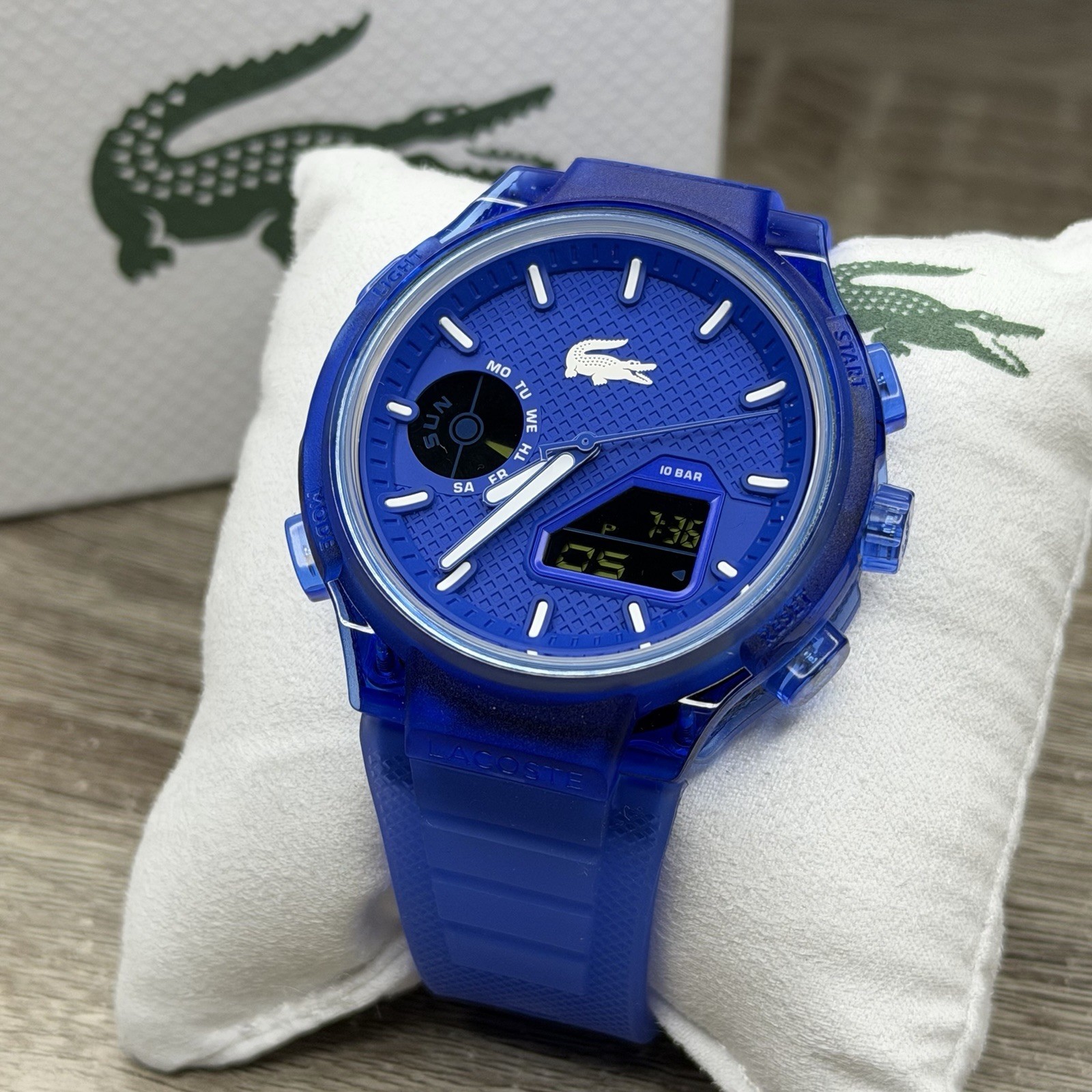 NEW✅ Lacoste LC33 Analog & Digital Blue Silicone Strap Men Watch 45mm 2011429