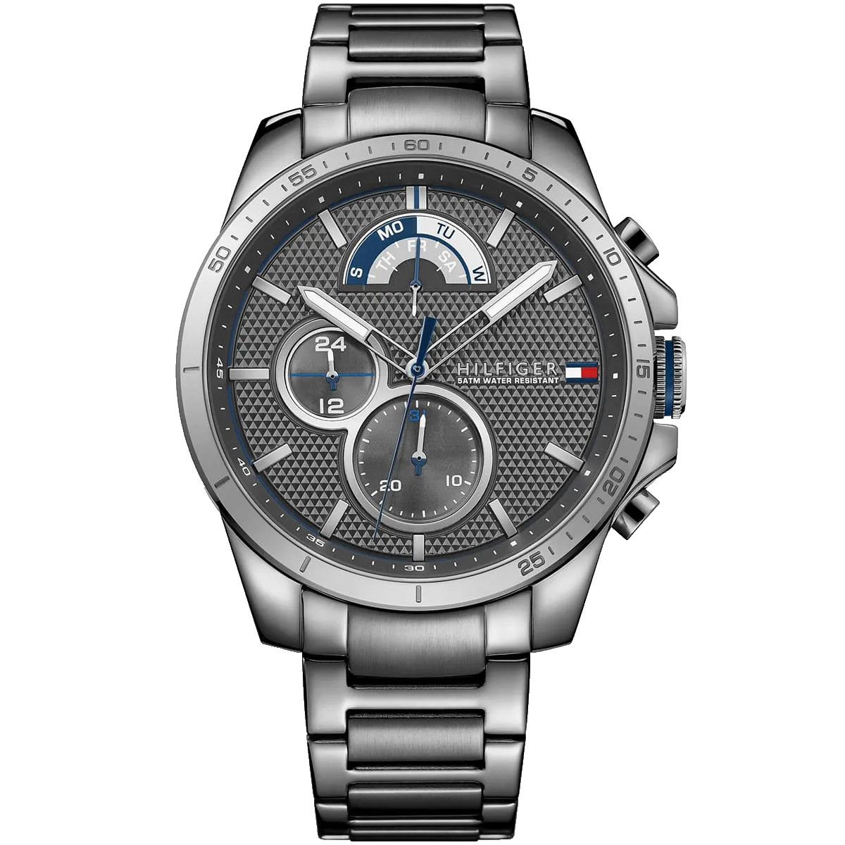 TOMMY HILFIGER CHRONOGRAPH 1791347 GRAY DIAL GRAY METAL BRACELET 46MM MENS WATCH