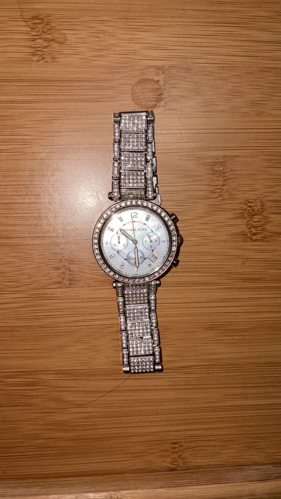 Michael Kors Parker Mother of Pearl Dial Crystals Steel Ladies Watch MK5572