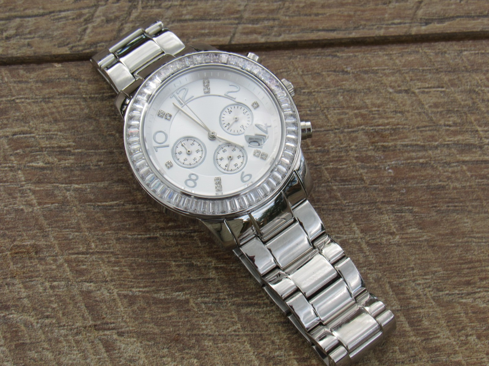NEW SILPADA Stainless Steel Silver CZ Baguettes Finishing Touch Watch T2956 2956