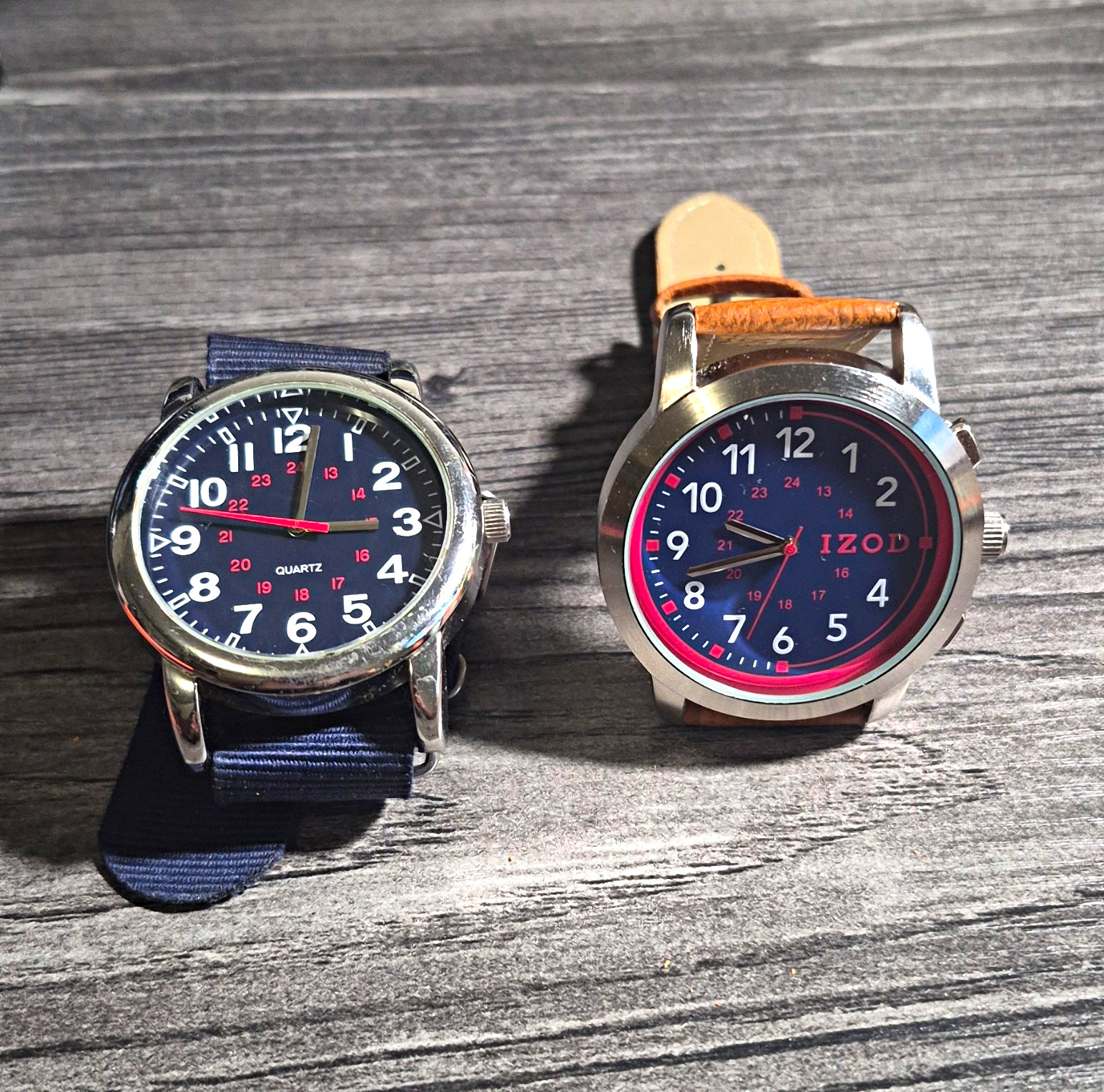 2 Watches IZOD Leather Brown And Another Blue One
