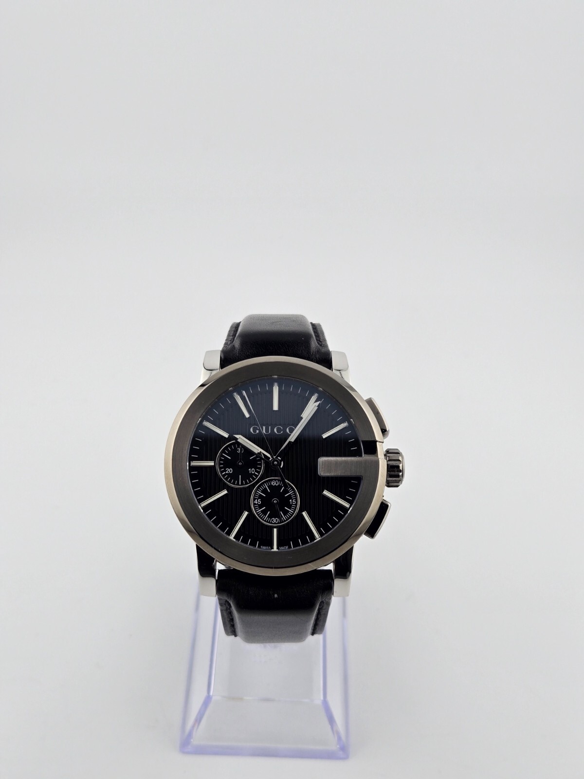 Gucci G-Chrono Men’s Chronograph Leather Band Watch – YA101205 ($1820 MSRP)