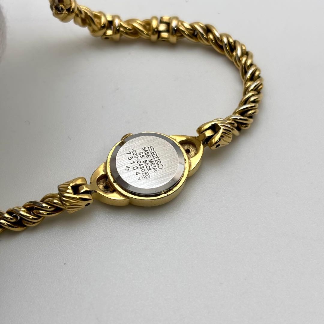 Seiko Ladies Watch 2P Ruby Gold Bracelet Quartz Japan New Battery Rare 072741