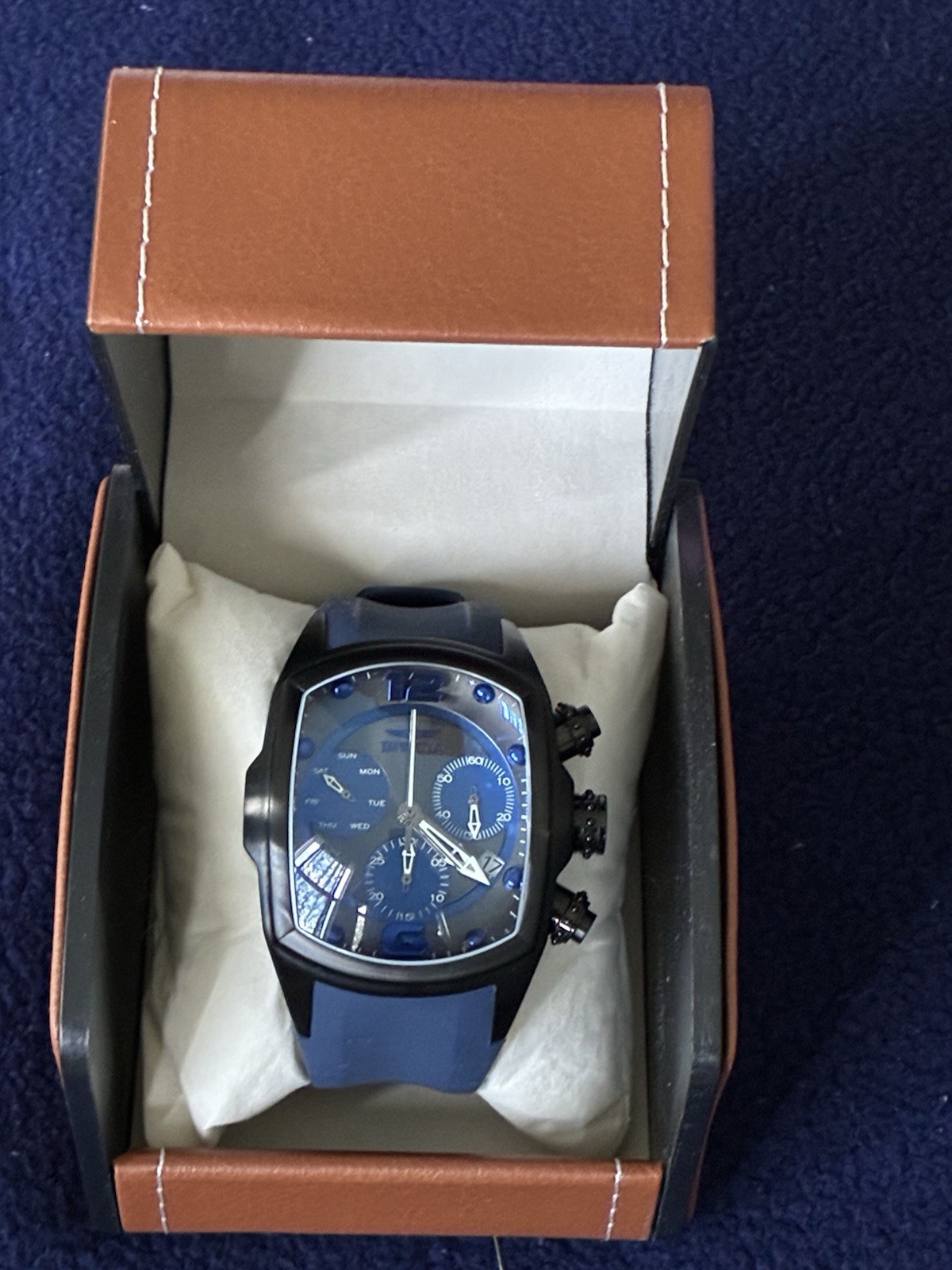 Invicta Lupah 6729 47mm Men’s Swiss Chronograph Watch Blue Black Replacement Box