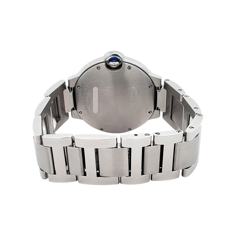 Cartier Ballon Bleu 36mm Silver Roman Quartz Steel Watch W69011Z4 3005 Papers