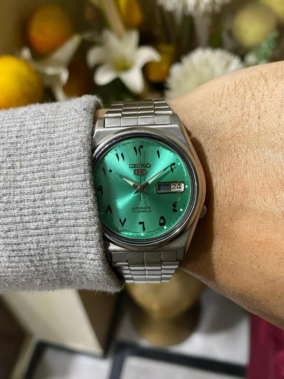Seiko 5 Automatic Arabic Sea Green Dial Men’s Watch Japan Made 7009