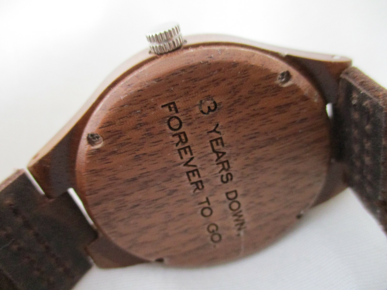 «3 Years Down Forever To Go» Brown Buckle Band Watch