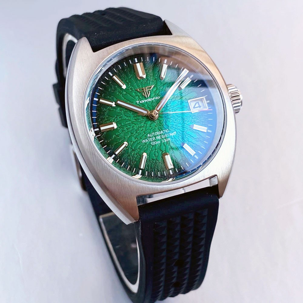 TANDORIO 36MM Red Black Dial Luminous 200M Waterproof Japan NH35A Dive Watch Men