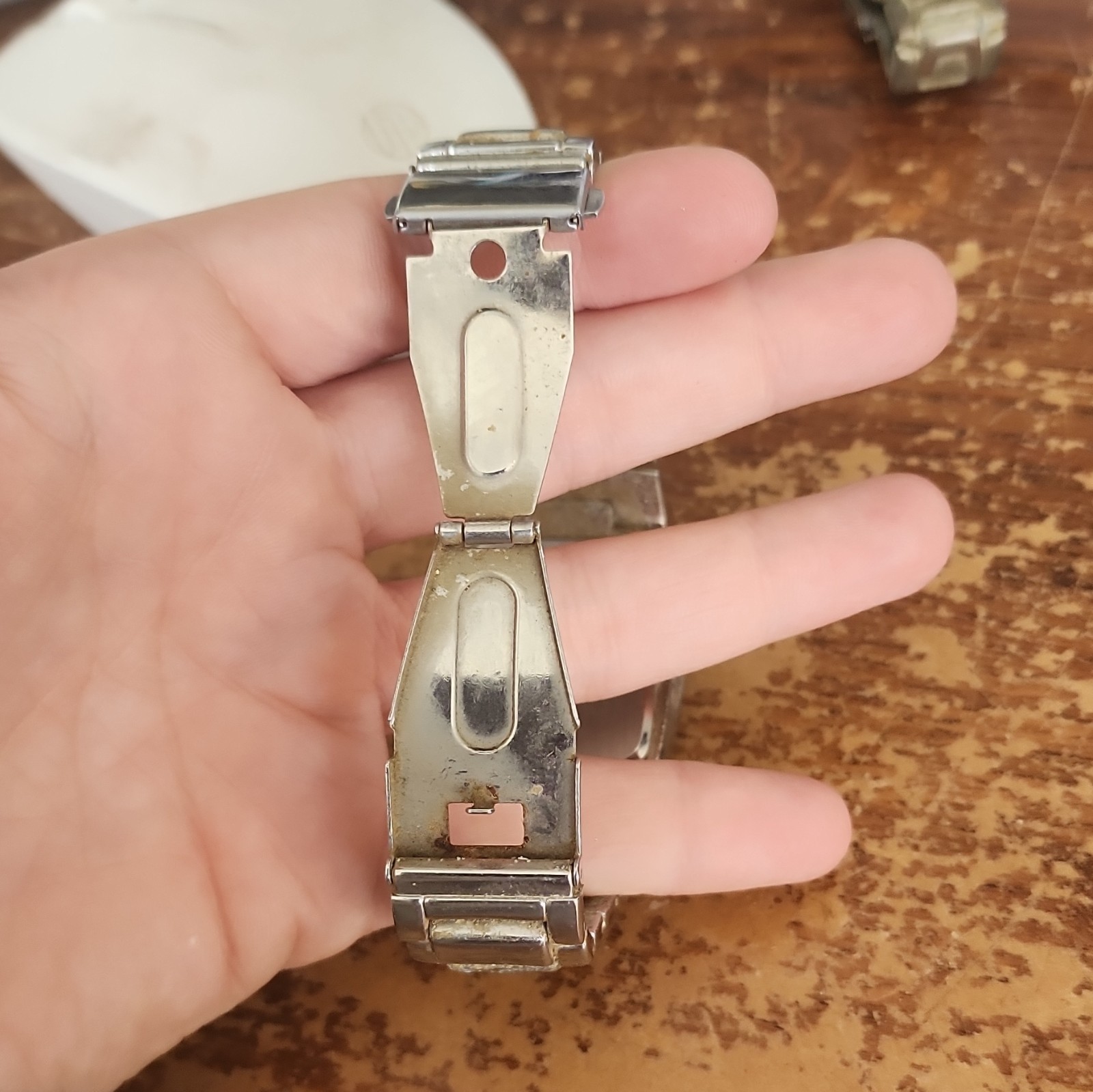 George Men’s Quartz Rectangle Watch Black Dial Silver Bracelet Date Analog