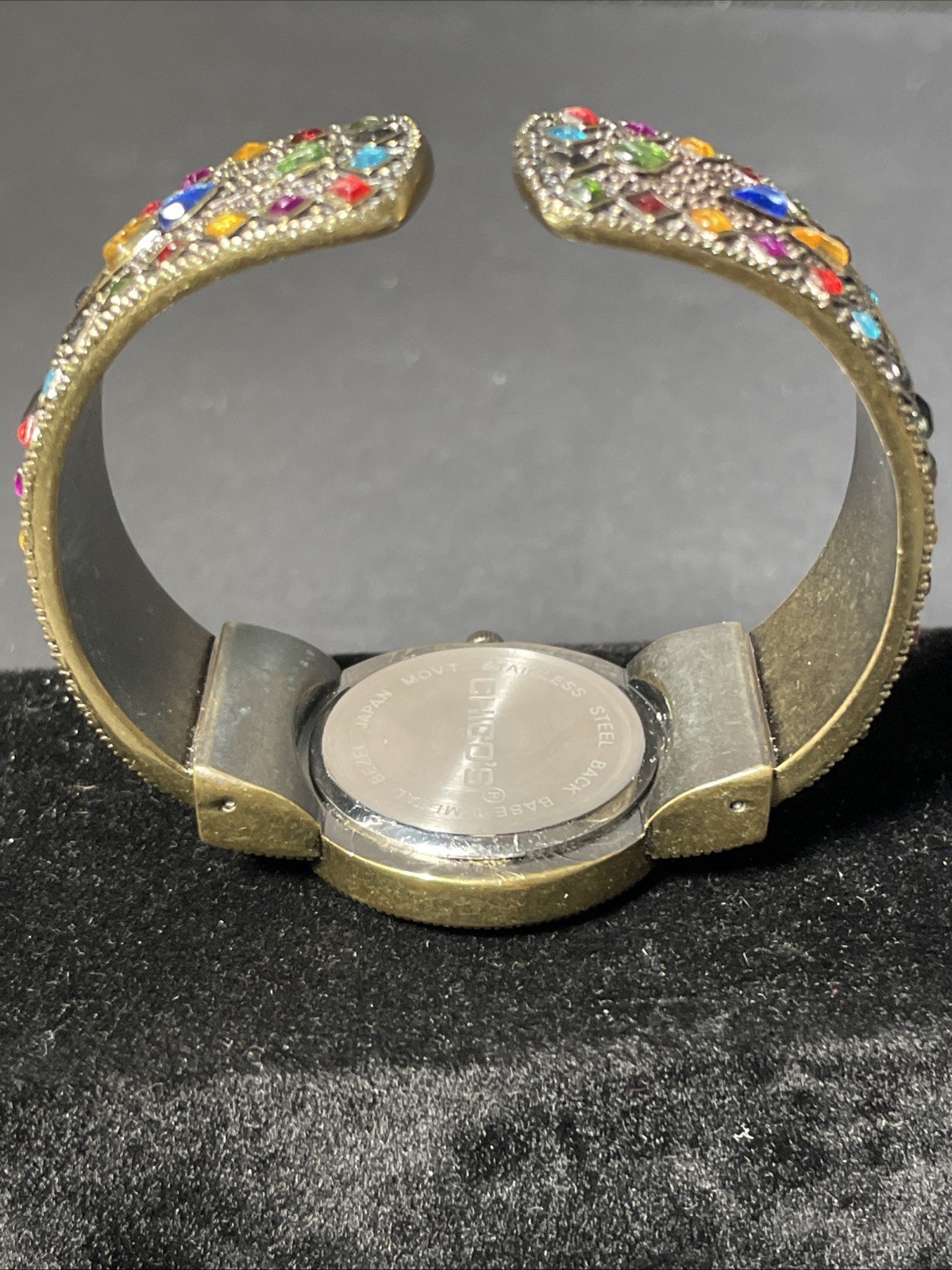 Chicos Bangle Watch Multi Color Stones Women New Battery