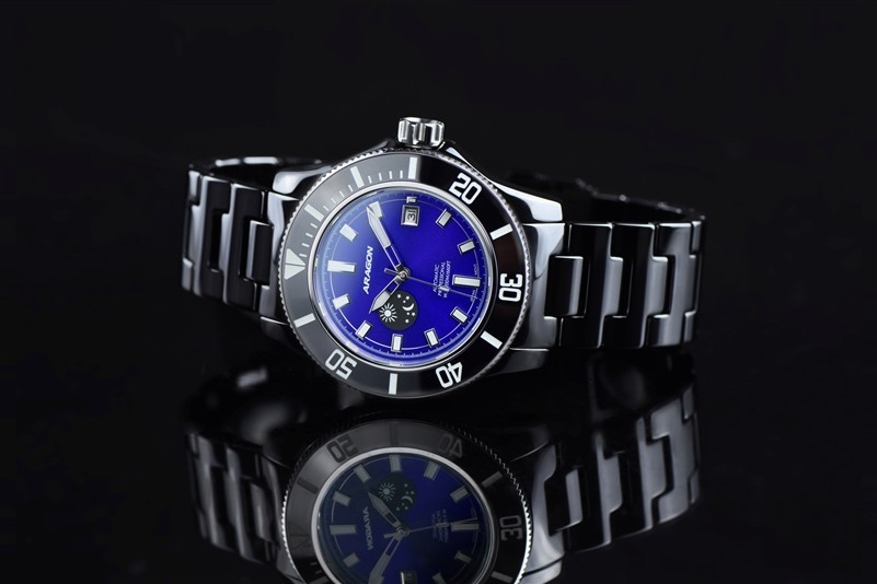 ARAGON Hercules Ceramic 44m Blue Dial Watch 8217