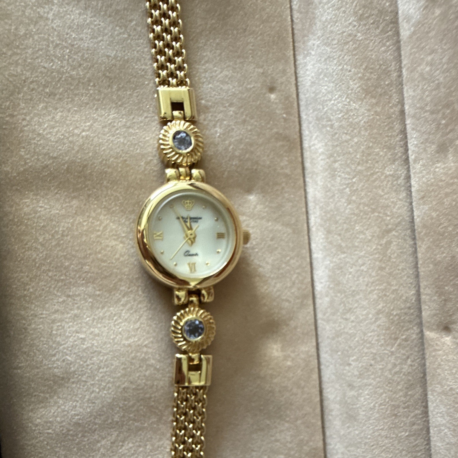 Vintage Jules Jurgensen Women’s Quartz Gold-Tone Watch Roman Numerals w/Box