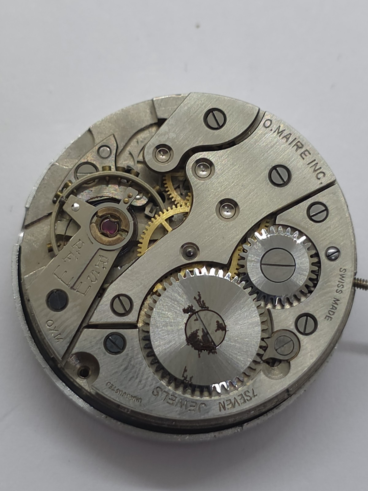 Vintage O. Maire INC Cal. OM 115 Good Main Spring Stem Watch Movement Uhren