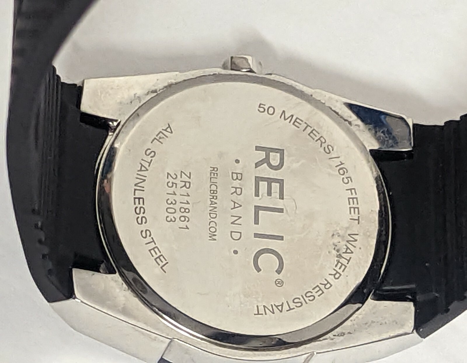 RELIC Wrist Watch 50 Meters-165 Feet Deep Blue Angular Face Black Band Men Works