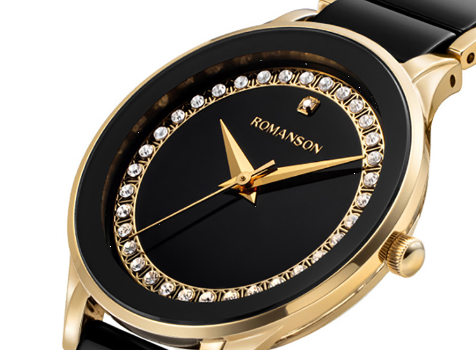 ROMANSON Lumiere Ceramic DIA Setting Gold RWTMKL3BS700CSBK2 watch
